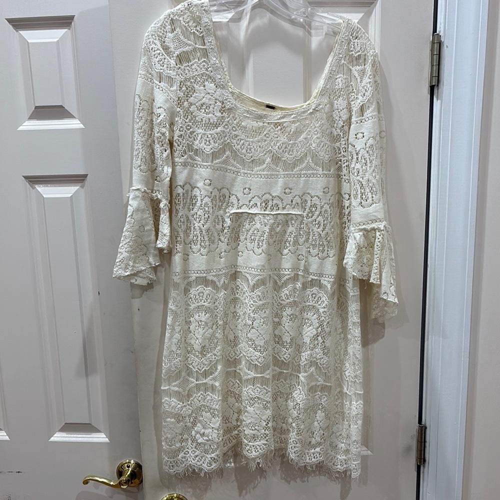 Free People Cream Bell Sleeve Sundress